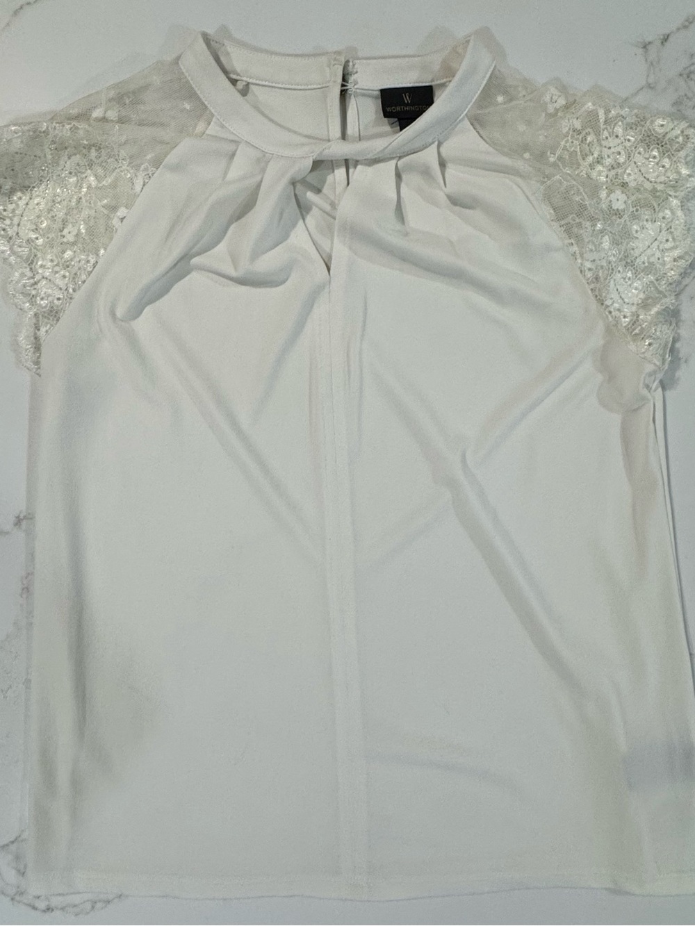 Worthington Ivory Lace Cap Sleeve Halter Tank